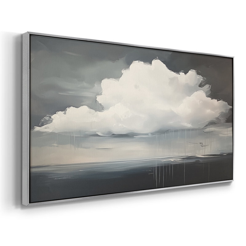 Série paysage - LXV - Toile tendue avec châssis encadré - Prêt à être accroché, Argent argent, H 17 po x l 33 po