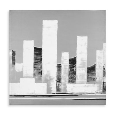 Minimalist Abstract Buildings White Tablecloth - Indoor/Outdoor
