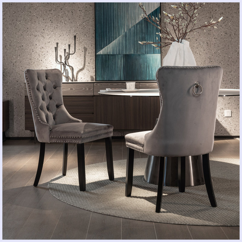 Chaise d'appoint en velours capitonné Hamayal, Vert, Noir