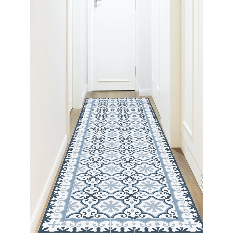 Bobbi Damask Vinyl Indoor / Outdoor Area Rug, Runner 80 x 300cm