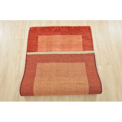 Gabbeh Rug 2’5” X 4’5” Rust Wool Contemporary Hand-Knotted Carpet