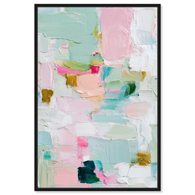 «Mint and Rose Blush I», reproduction d'art sur toile par Art Remedy, cadre noir, 20 x 30