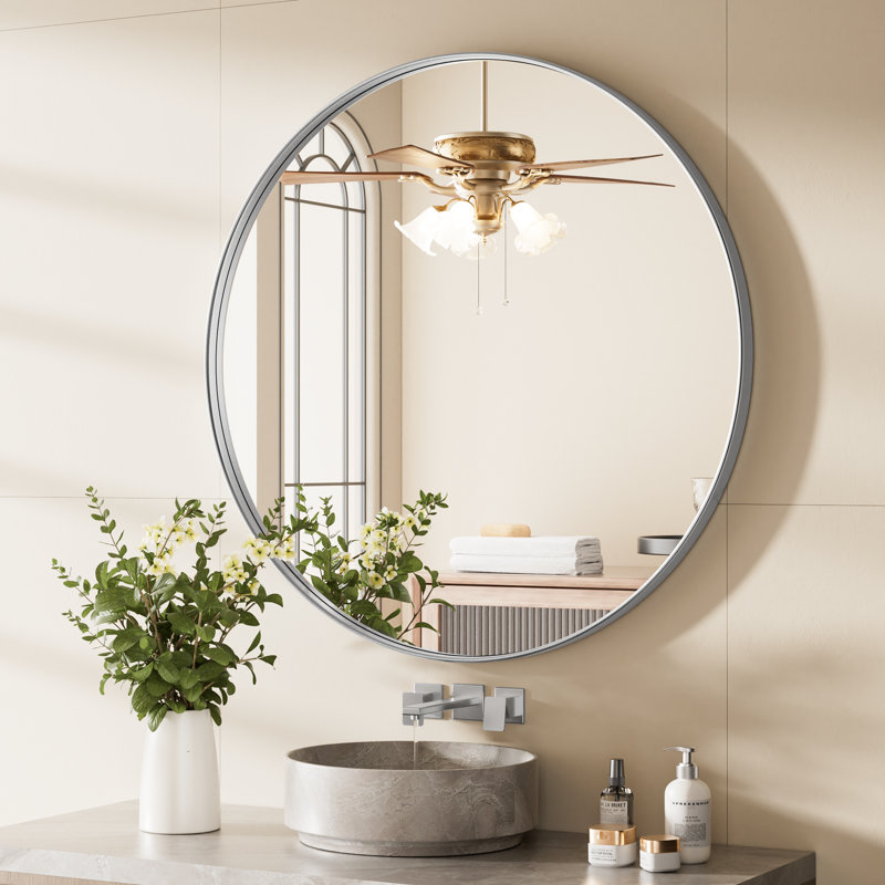 Miroir mural Alauni , 30 po x 30 po, Argent brossé