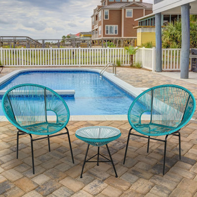 Frieso 2 - Person Wicker Patio Dining Set with Round Table
