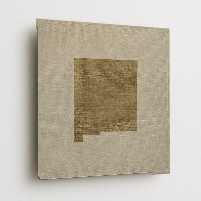 Carte de l'État du Nouveau-Mexique sur lin — Décoration murale carrée en métal, H 12 po x l 12 po