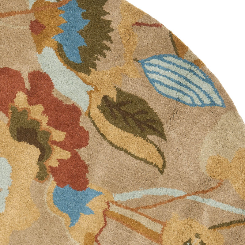 Soho Hand Tufted Wool/Viscose Floral Rug in Beige, Round 6'