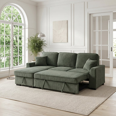  90.5 inch Modern L-Shape Multifunctional Storage Corner Sofa Bed