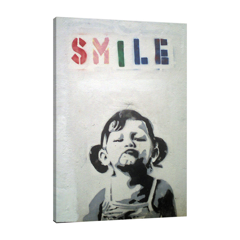 Smile by Banksy - Wrapped Canvas Print, 46 cm H x 30 cm W x 4 cm D