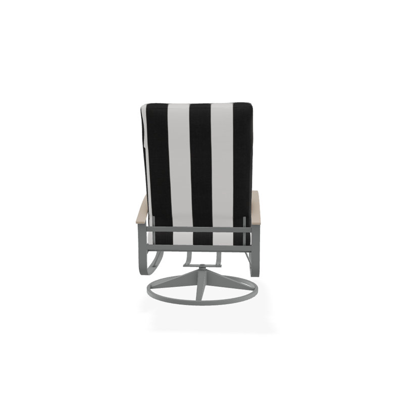 Belle Isle Outdoor Swivel Lounge Chair, Cabana Classic Black Stripe Sunbrella®, Desert P60, Textured Graphite