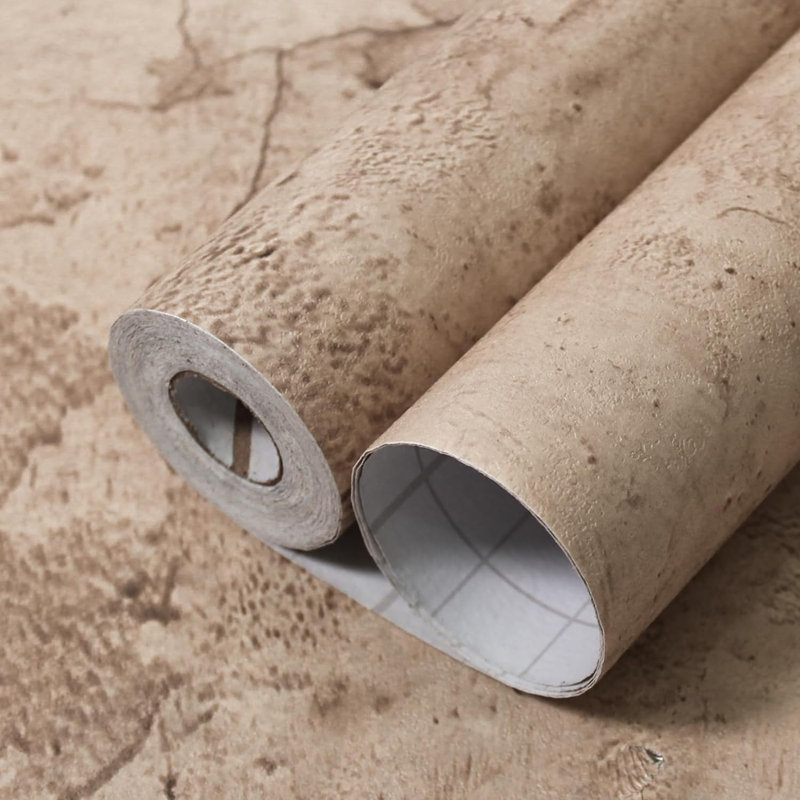 Papier peint beige béton, adhésif auto-adhésif en vinyle texturé, rouleau de 23,6 po x 720 po pour les murs, la salle de bain et le garage