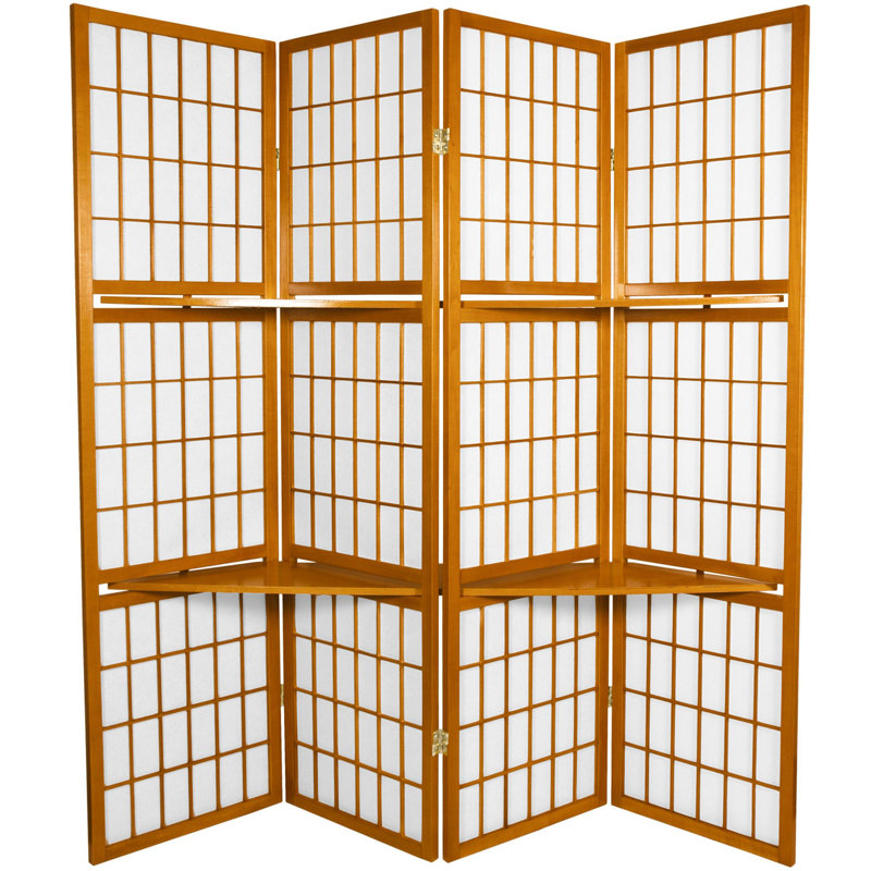 Écran Shoji avec tablettes, H 70,25 po x l 68 po, Miel