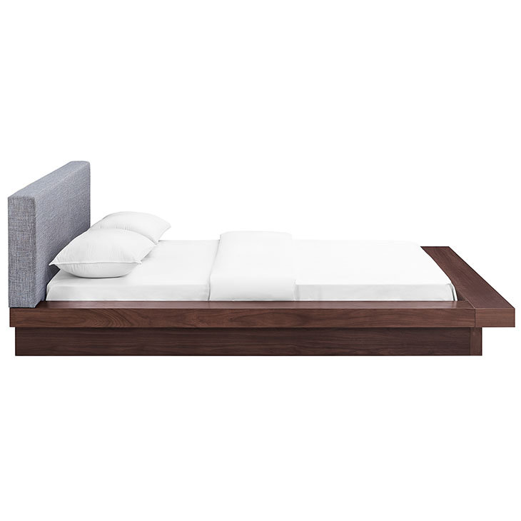 Modway Freja Queen Fabric Platform Bed, Walnut Gray