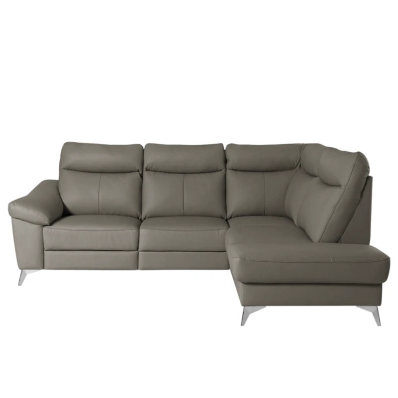 Cordelra Leather Corner Sofa with Power Reclining Seat and Underseat Storage , Right Hand Facing, Dark Grey