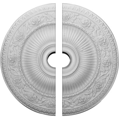 Endurathane Neuveau Ceiling Medallion, 24 1/4"OD x 3 1/2"ID x 2"P (Fits Canopies up to 6 3/8"), Two Piece, Factory Primed