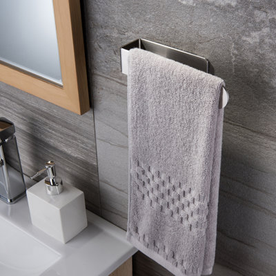 Porte-serviettes à main, porte-serviettes auto-adhésif pour salle de bain mural, argent