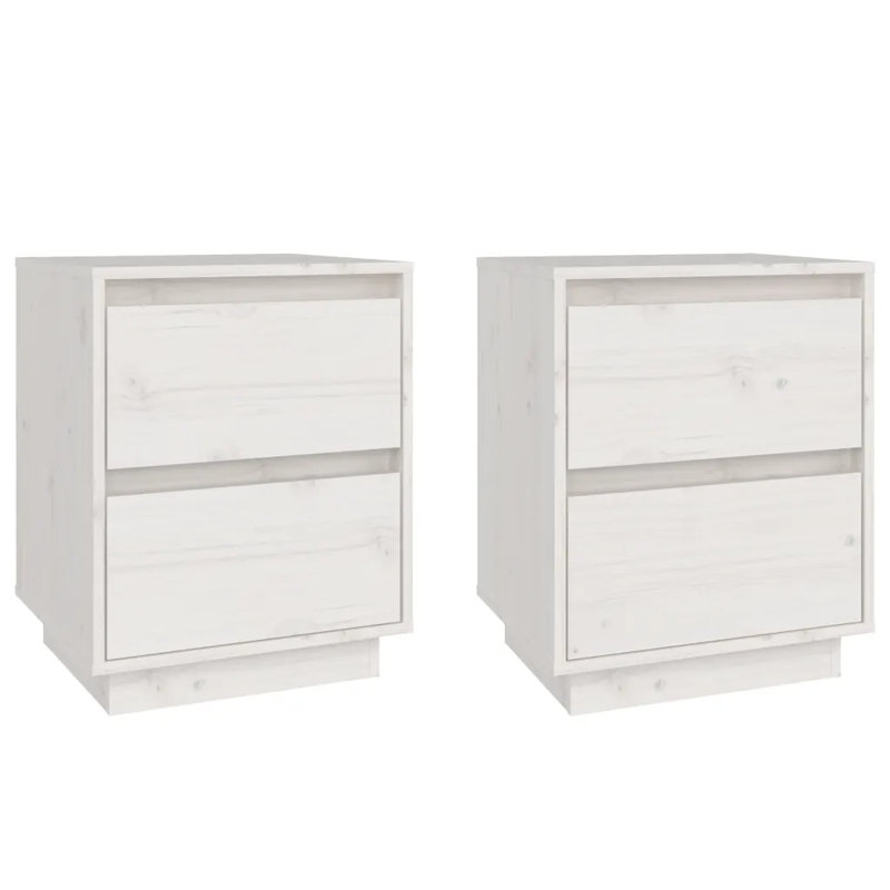 Greeta 40cm W Solid Wood Bedside Table, White