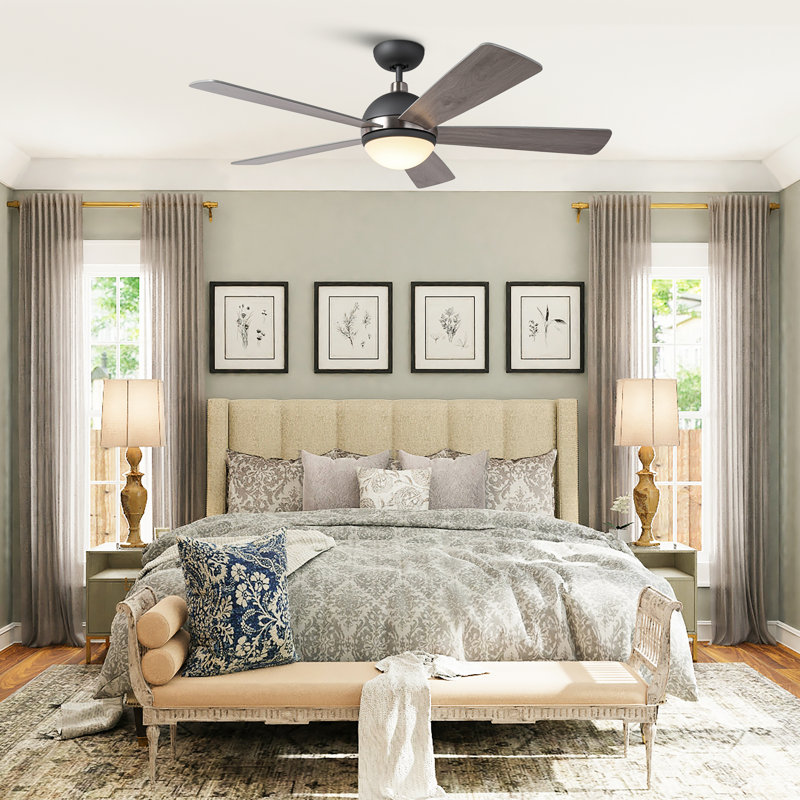 Brandson 52'' Ceiling Fan with LED Lights, Graphite with Timber Gray Blades 