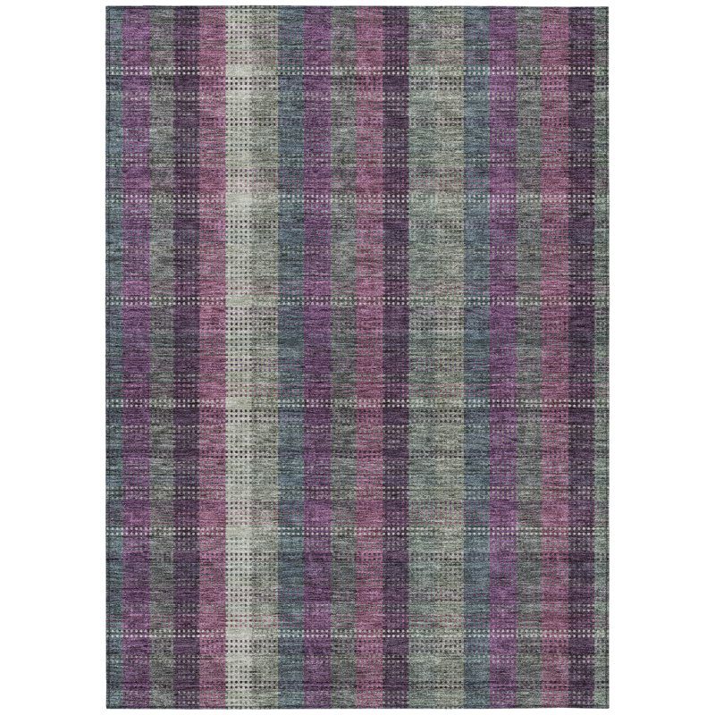 Tapis intérieur lavable 10 pi x 14 pi aubergine prune et gris