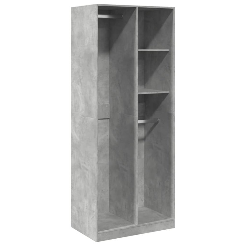 Ruri Manufactured Wood Wardrobe, Concrete Grey, 80 x 50 x 200 cm