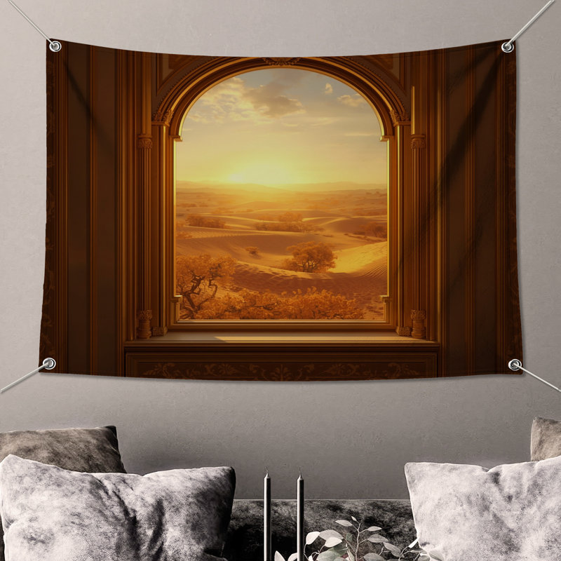 Tapisserie murale Sunset Desert View, H 104 po x 88 avec 4 œillets