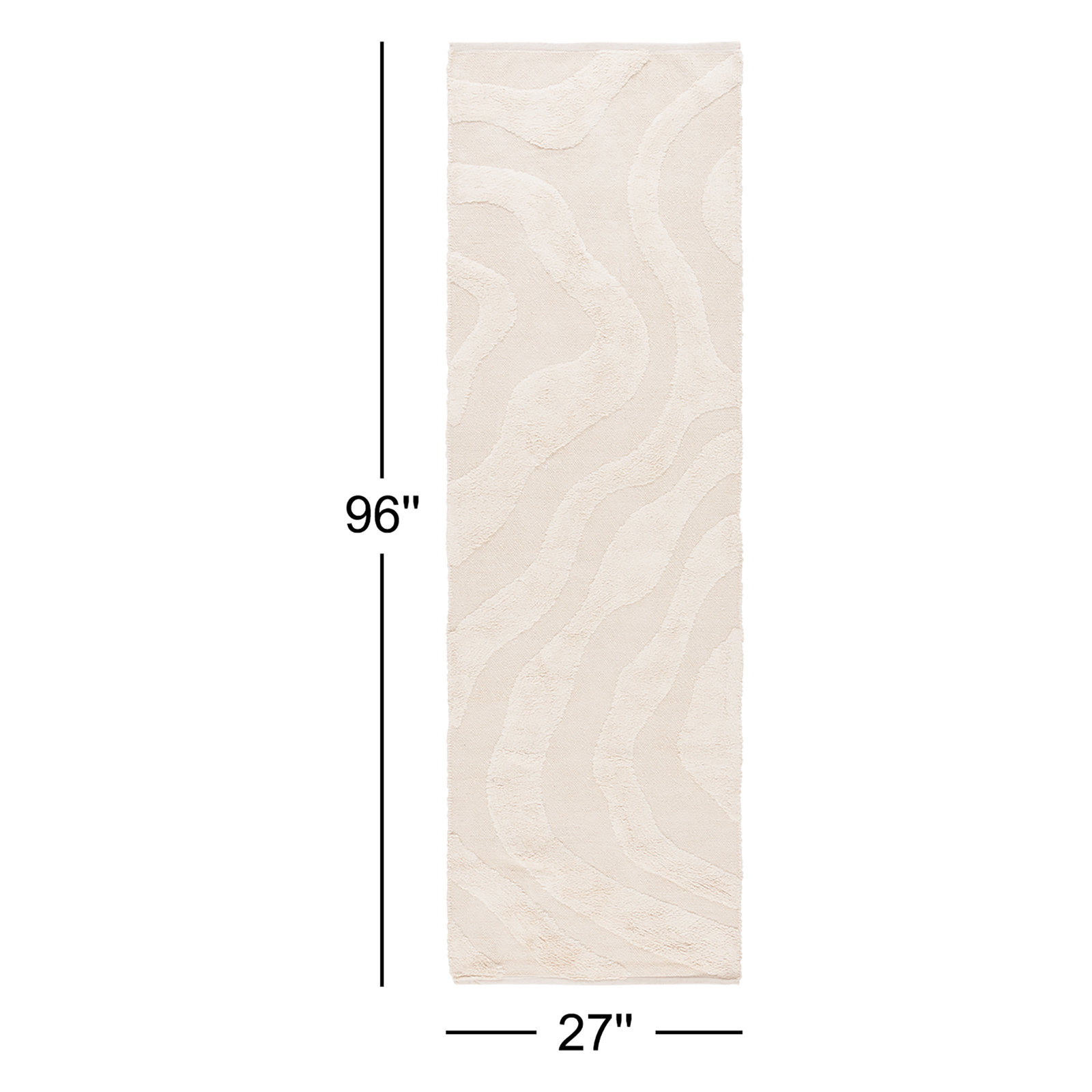 Mozie Ivory Washable Hand-Woven Cotton Rug, Runner 2'3" x 8'