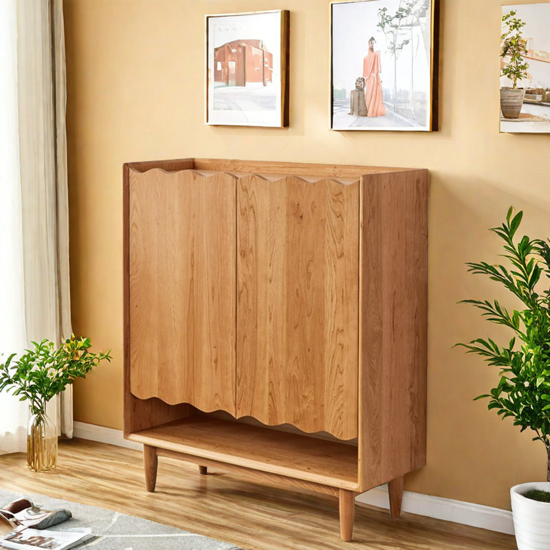 Armoire à chaussures simple en bois massif grande capacité