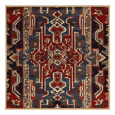 Tapis art déco brun lavable à la machine