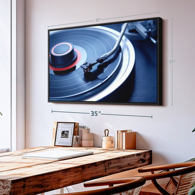 Blue Tinted Record Player Canvas Print