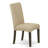 5 Piece Dining Set Includes a Round Dining Room Table with Pedestal and 4 Brown Linen Fabric Upholstered Parson Chairs, Cappuccino-856811711-856811696-909101376