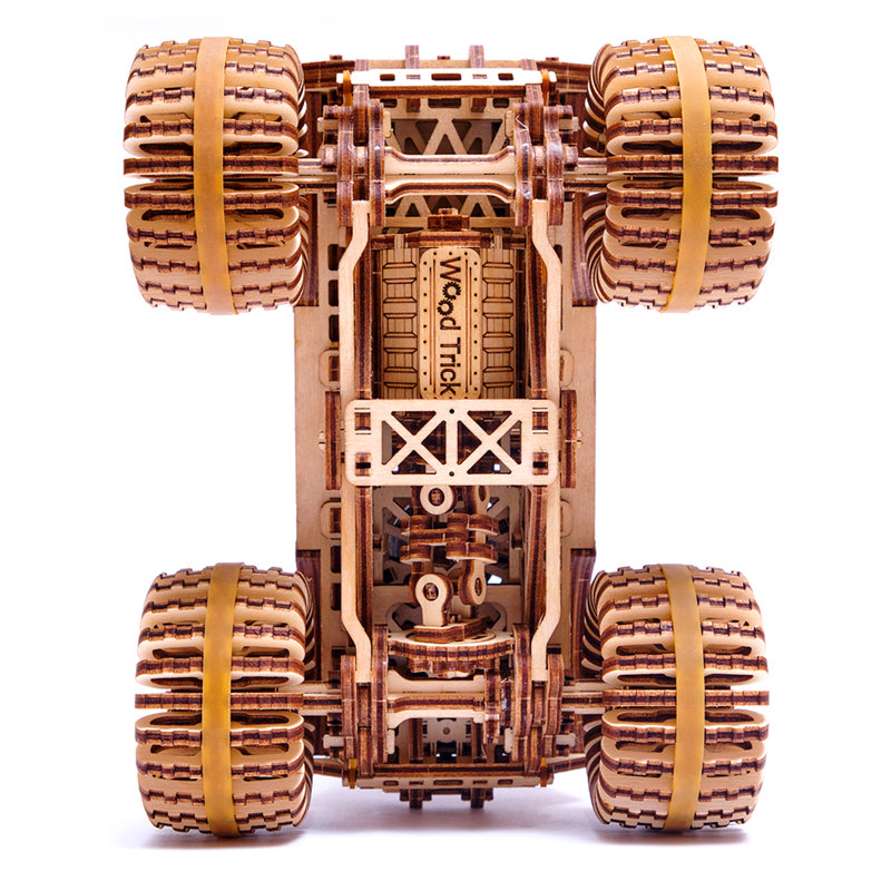 Wooden Monster Truck 3D Puzzle Model Kit with Spring Motor
