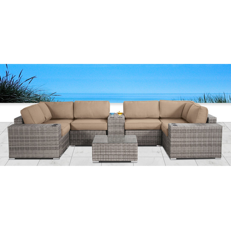 Citlali Rattan Wicker Fully Assembled 4 - Person Seating Group with Cushions