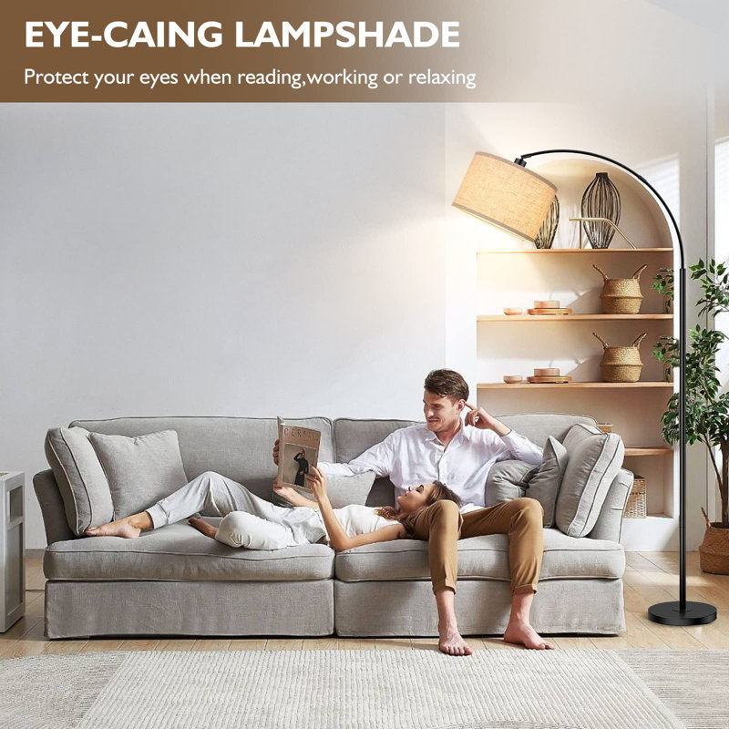 Lampe sur pied arquée 70,98 po Hicksley, Beige