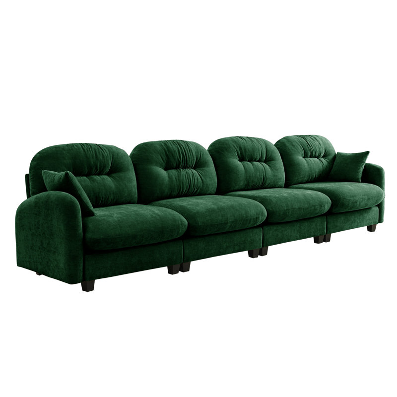 Canapé modulaire à quatre places avec tissu chenille de qualité supérieure, dossier capitonné, mousse haute densité, facile à installer pour plusieurs espaces
