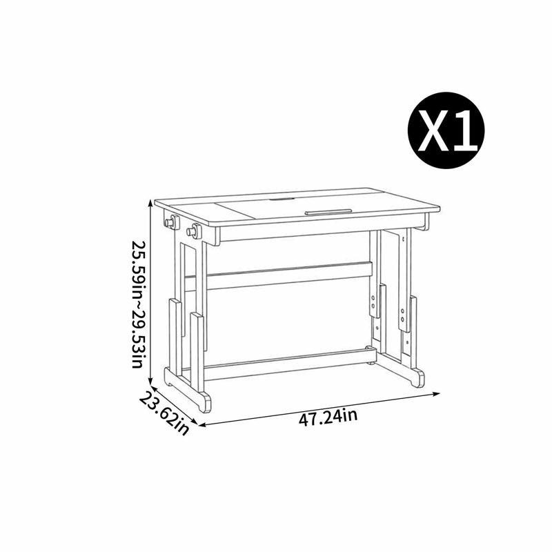 Bureau multifonctionnel de style italien, H 25,59 po x l 47,24 po x P 23,62 po