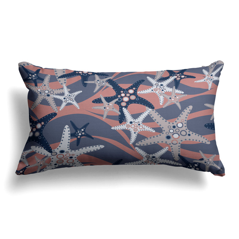 Starfish Sway  Rectangular Throw Pillow, Blue/Pink