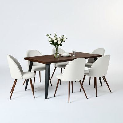 7-Piece 63" Modern Rectangular Dining Set with Upholstered Chairs