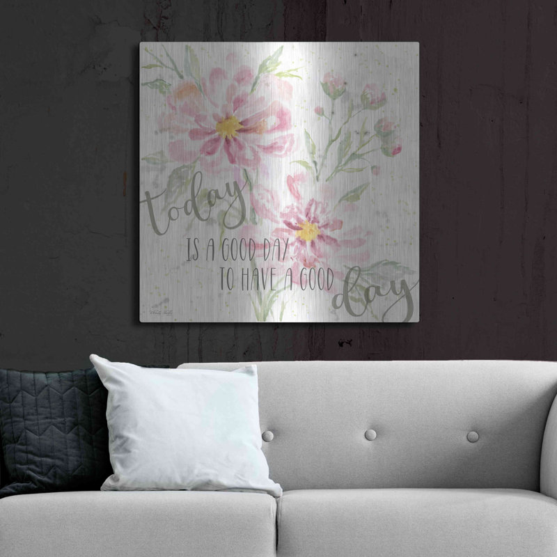 «Floral Today is a Good Day» par Cindy Jacobs, art mural en métal, 36 po x 36 po, H 12 po x l 12 po