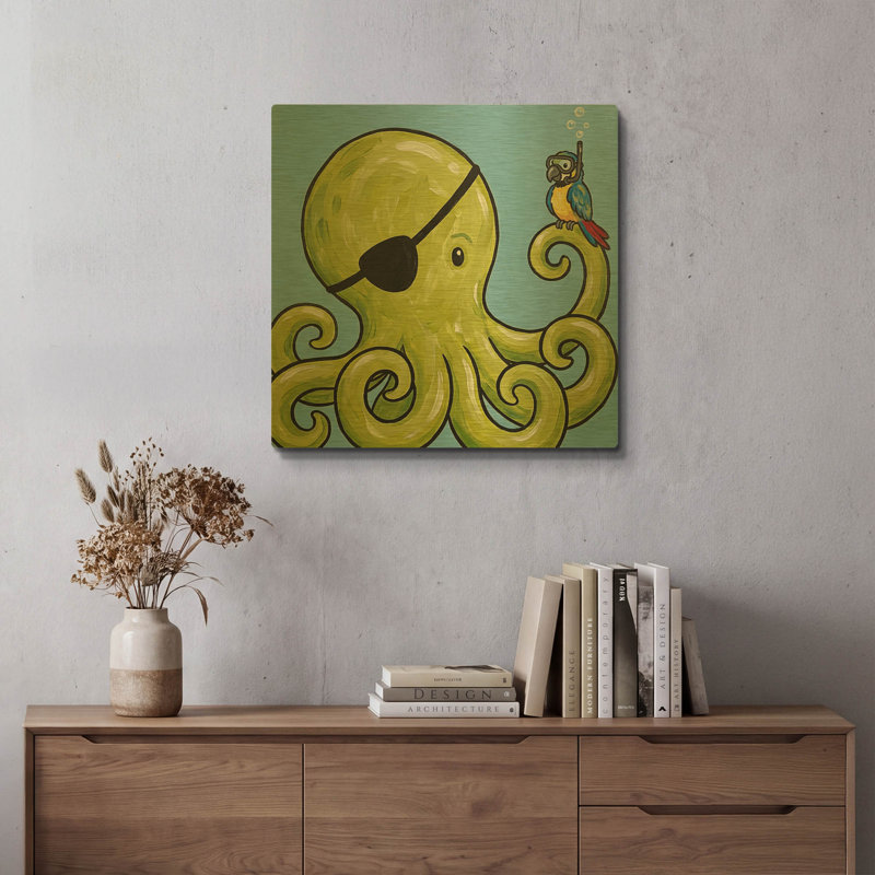 «Pirate Friends» par Rich Monet, art mural en métal doré, 24 po x 24 po, 24"x24"