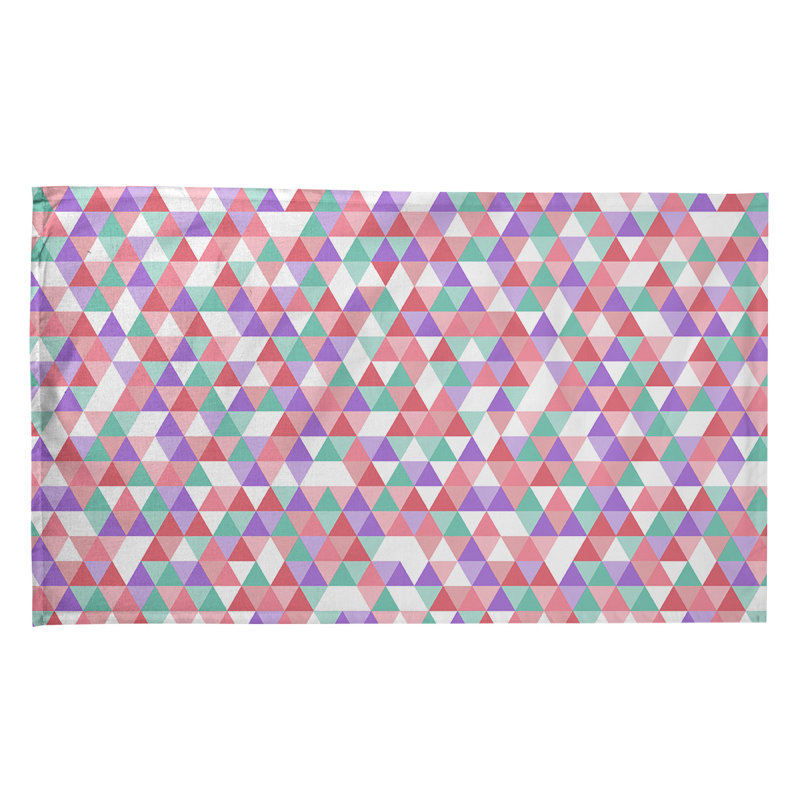 Torchon à motif triangulaire, Croisé en coton, Mauve / Rouge