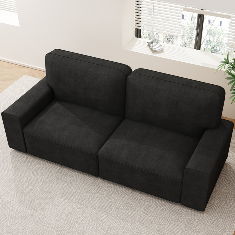 Modern Loveseat Sofa for Living Room, 220cm Chenille Sofa, Spring Cushions, Solid Wood Frame, Easy Assembly for Small Spaces