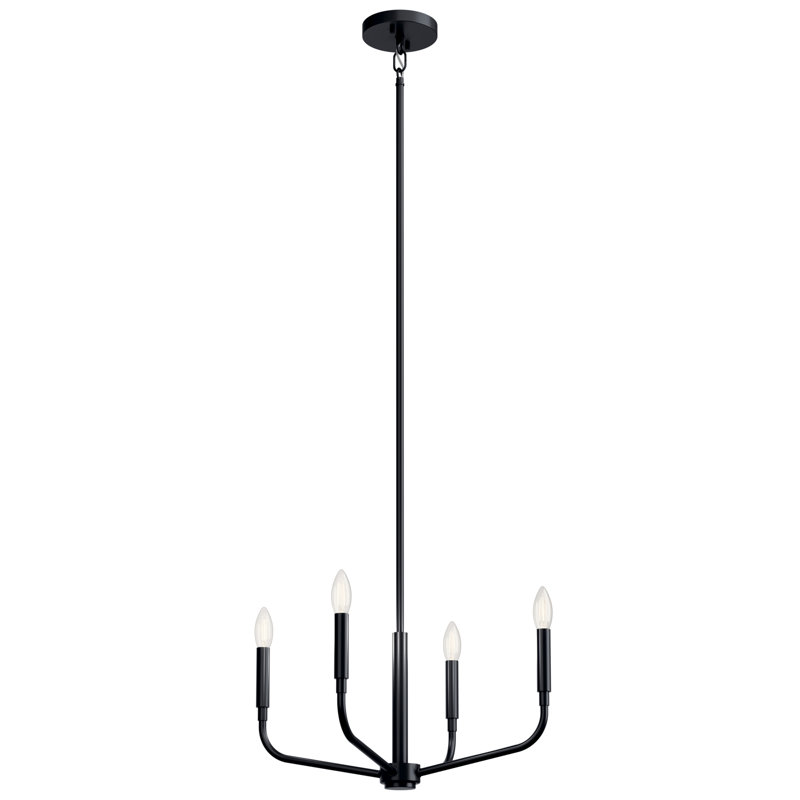 4-Light Black Convertible Chandelier, Black