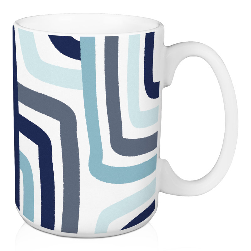 Tasse à rayures abstraites vertes, Bleu