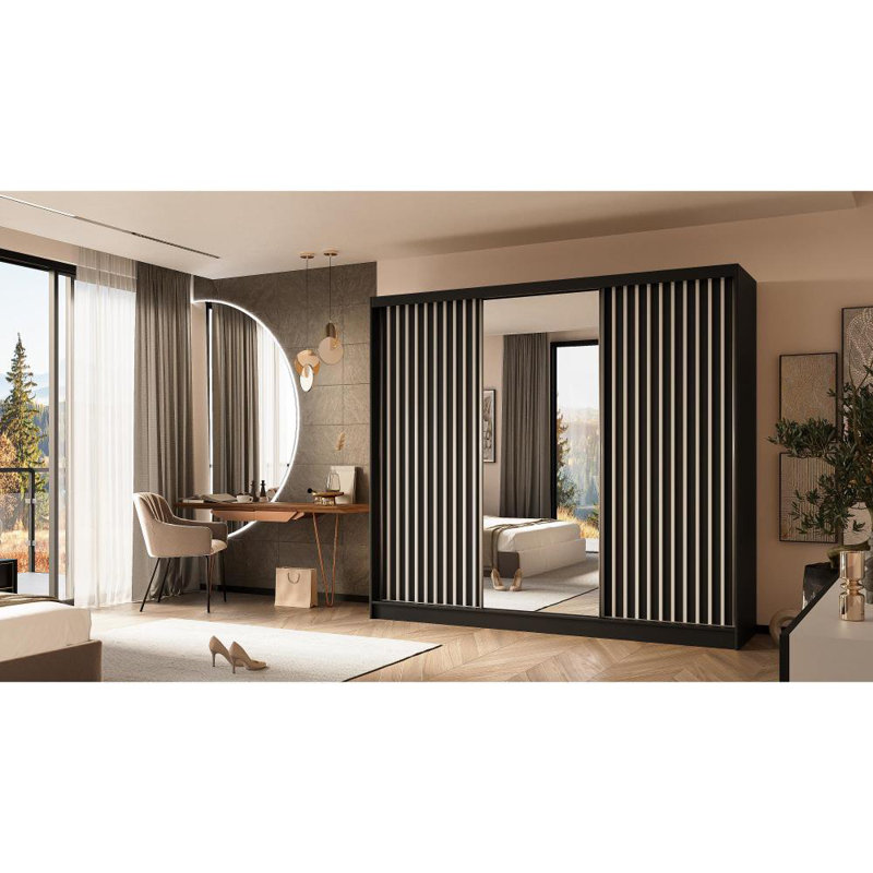 Brecklyn 3 Door Sliding Wardrobe, Black