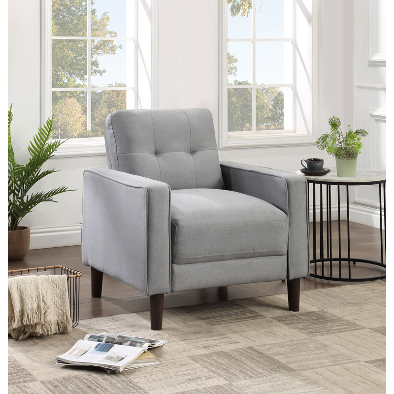 Chaise d'appoint capitonnée Bowen, Polyester gris