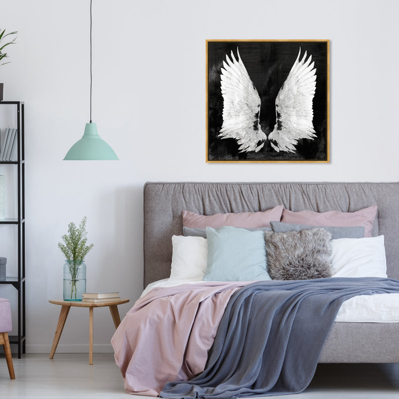 " My Night Wings " Painting Print, 30" H x 30" W x 1.5" D, Gold