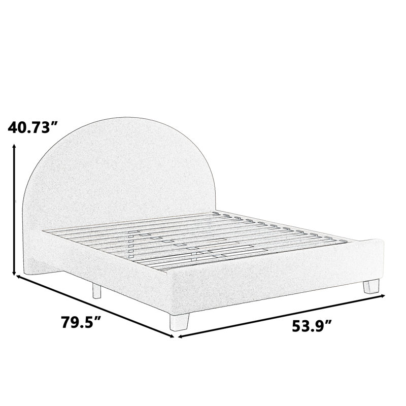 Upholstered Bed Frame, Ivory, Full