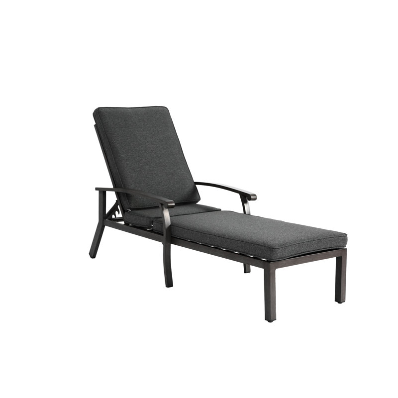 Chaise longue en fonte d'aluminium grise réglable et roulante avec tissage croisé pour une installation moderne de style simple