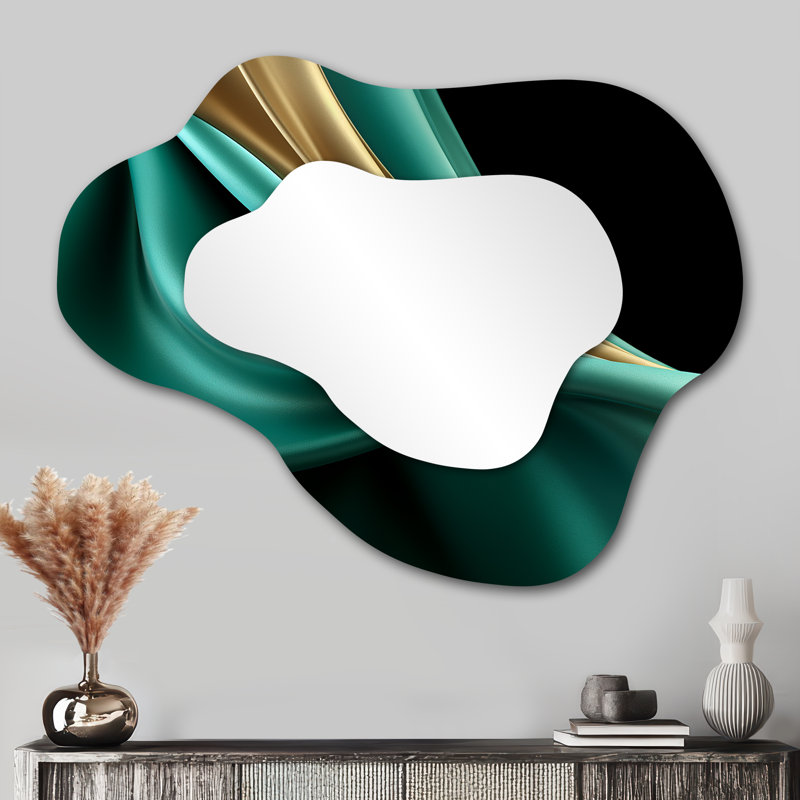 Abstract Echoes swirls 3 - Abstract Collages Cloud Wall Mirror, Modern Asymmetrical Decorative Mirror, Printed Metal Art