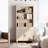 72.1"H X 33.9"W 3-Tier Bookcase With Doors & Drawer, Large Bookcases Farmhouse Bookshelves For Living Room Bedroom Home Office Kitchen, Beige-1389100854