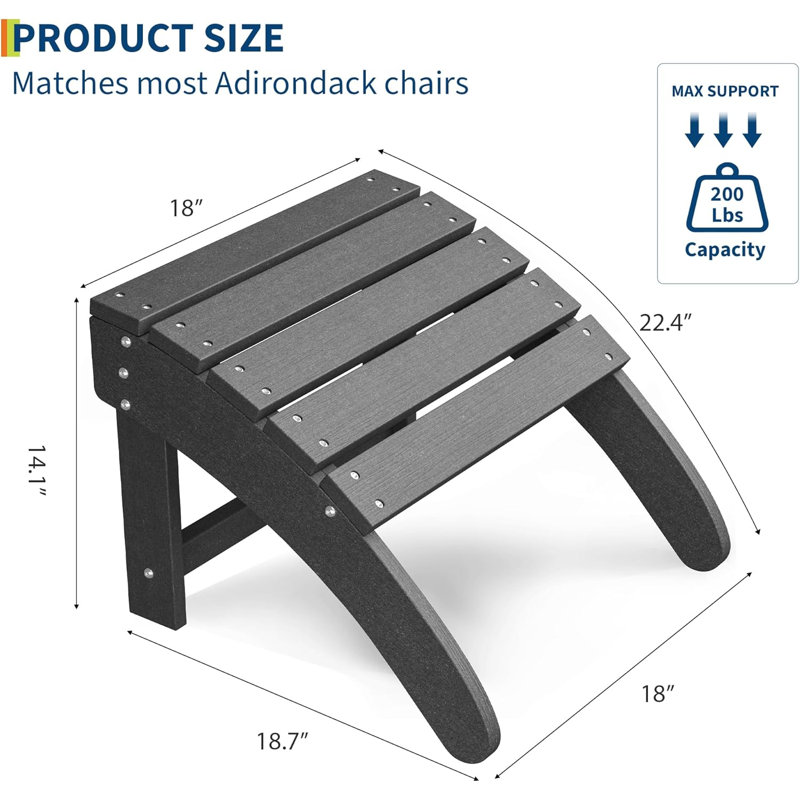High-Density Polyethylene (HDPE) Outdoor Ottoman, Grey